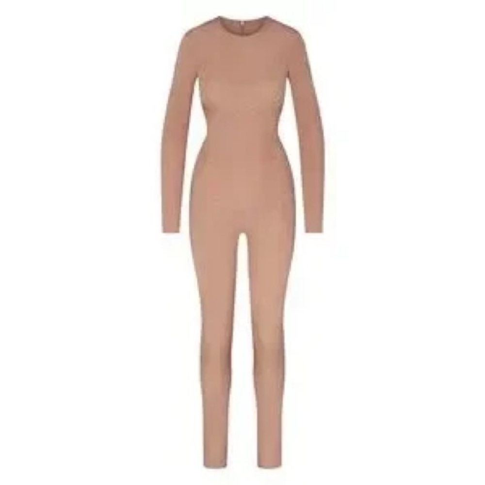 SKIMS Light Brown Long Sleeve Form Fitting Jumpsuit